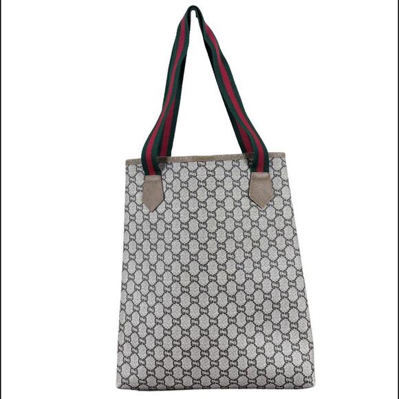 Gucci Vintage 1970's Large Coated PVC Tote Bag in Plus GG Web (GGXX150) - Picture 2 of 16